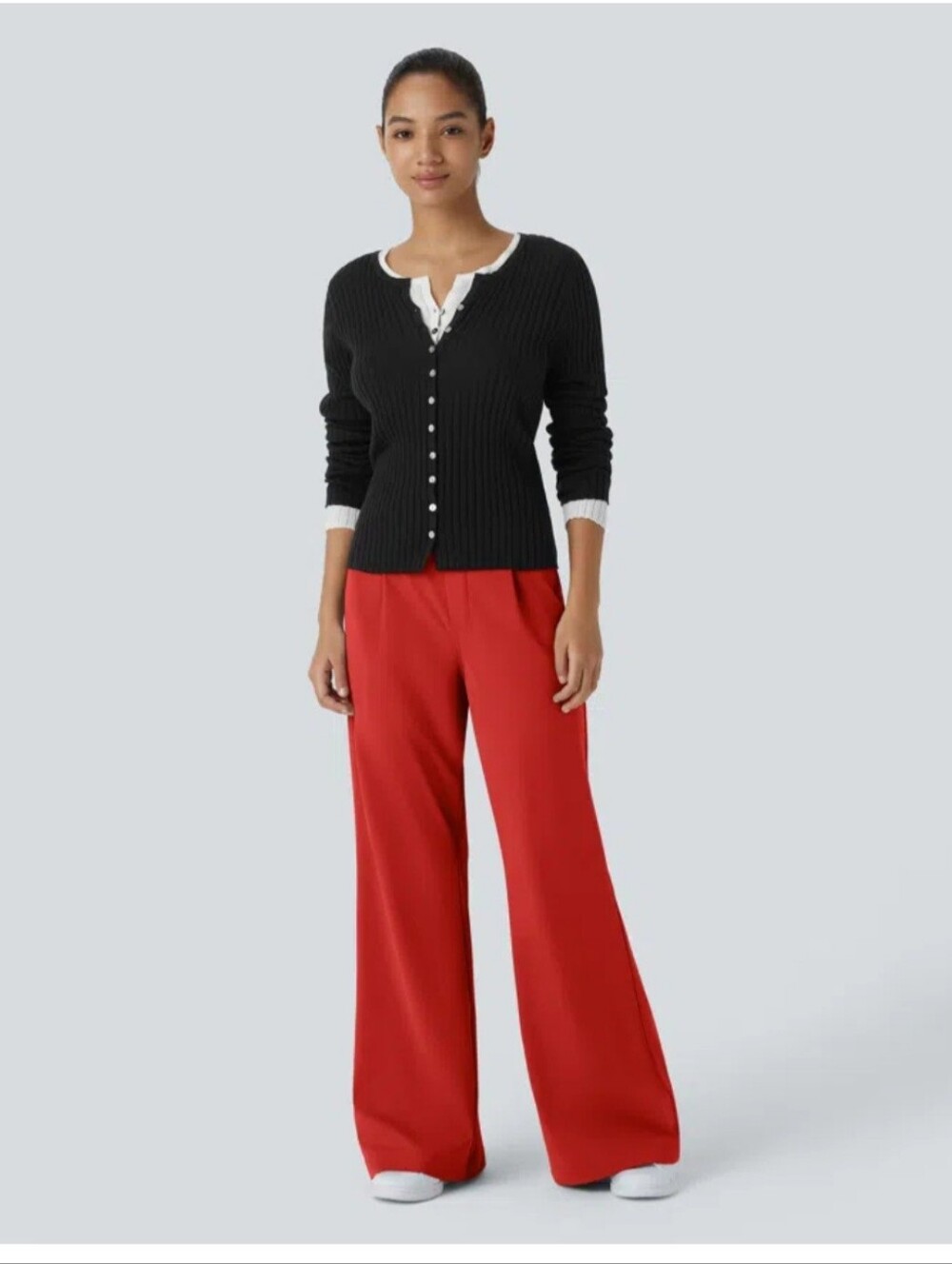 Halara Flex DayStretch High Waisted Pocket Work Flare Pants Green Brown Navy Red - Picture 2 of 5